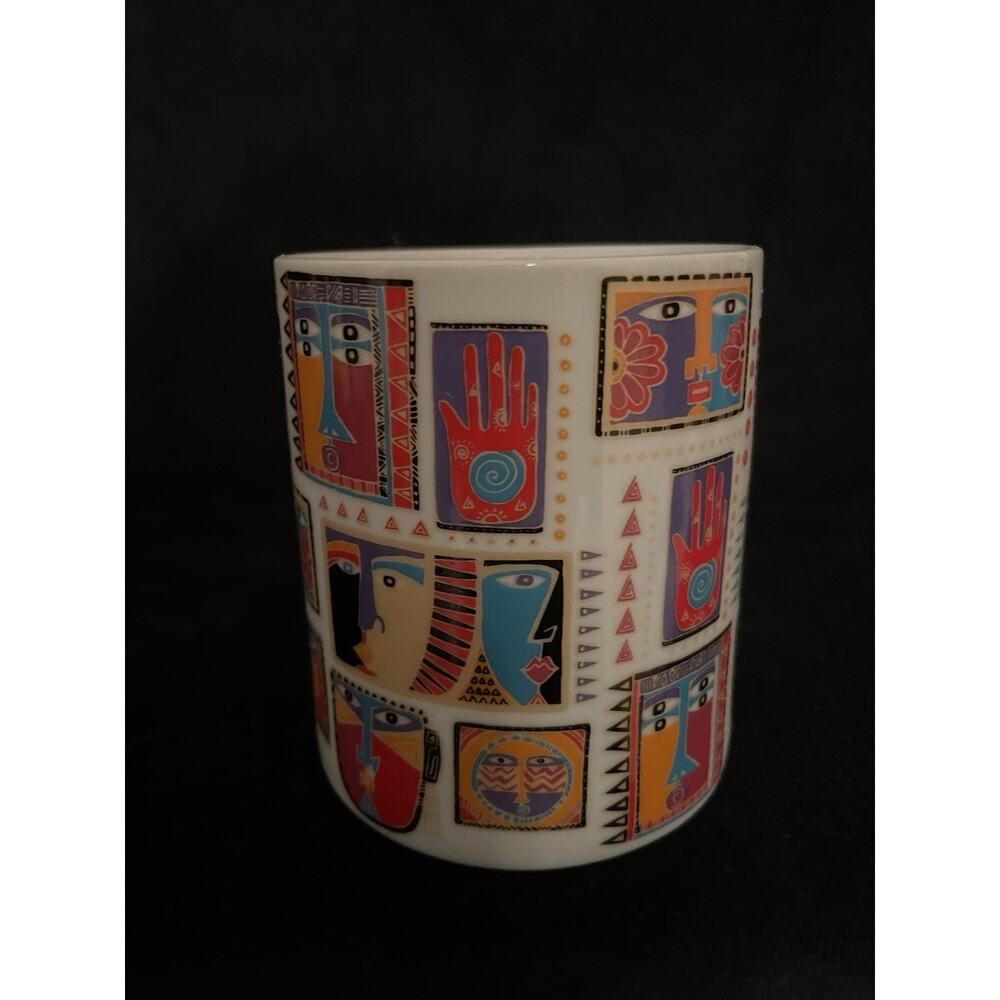 Vintage 1995 Laurel Burch Cup/Mug “Global Spirit” White, Red, Purple, Orange